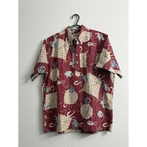 Reyn Spooner Hawaiian Traditionals Shirt Red All Over Fish Print Men’s XL
